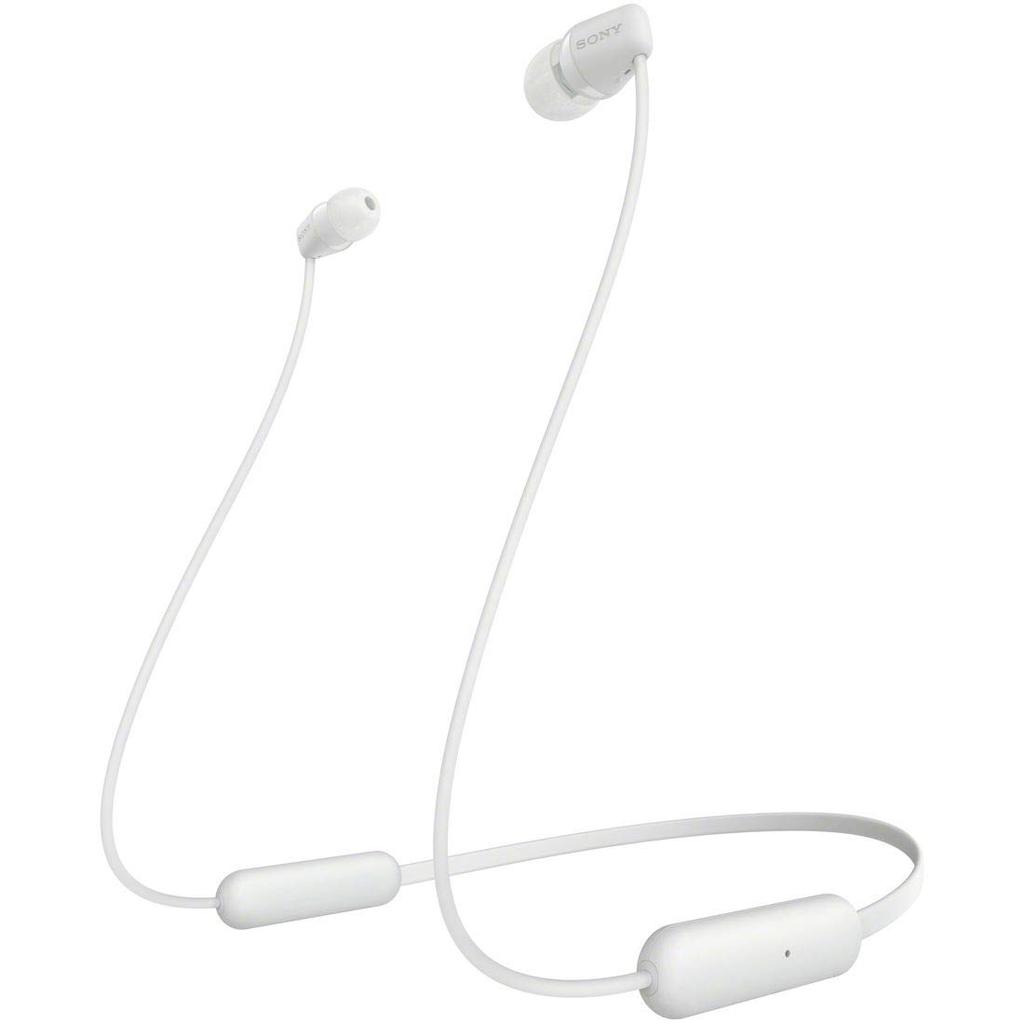 Sony Wireless Bluetooth Up To 15 Hours of Continuous with 2019 WC WI-C200 Earphones Compatible, Playback, Mic, Model, White, WI-C200