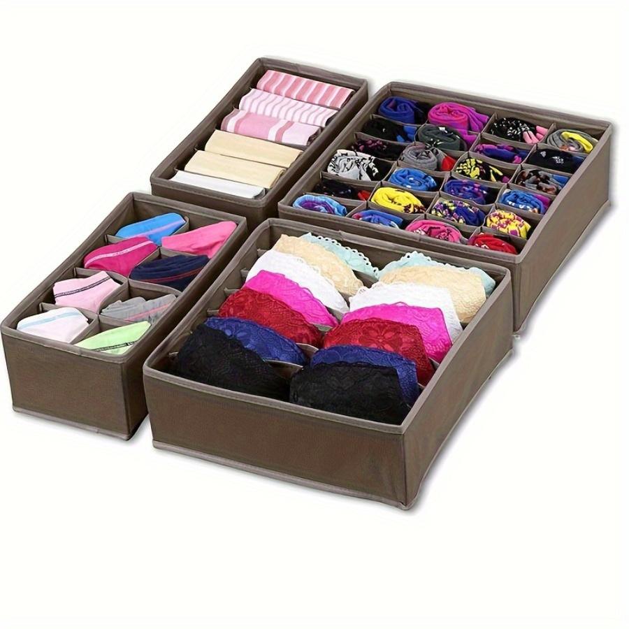 4pcs/ Set Underwear Bra Storage Box Drawer Wardrobe Underwear Storage Box Scarf Socks Bra Storage Box