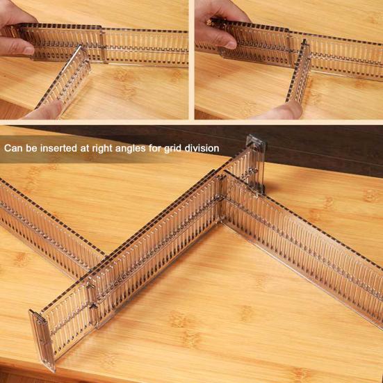 Adjustable Drawer Divider Clear Drawer Organizer Expandable Drawer Separator for Clothes Baby Utensils Cutlery Bedroom Kitchen Drawer Organization