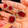 Jewelry Simulation Red Corundum Light Luxury High-End Jewelry Set 15 * 20-10-12