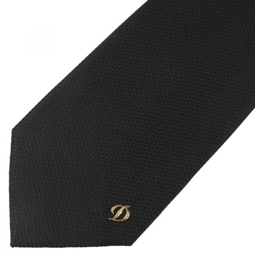 S.T. Dupont 25fw Черный ОДНОТОННЫЙ Галстук  Значок D baDge включен  Te5fm61et900tbk
