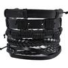 Retro Men's 5-Piece Adjustable Cross-Woven Leather Bracelet Set - National Style