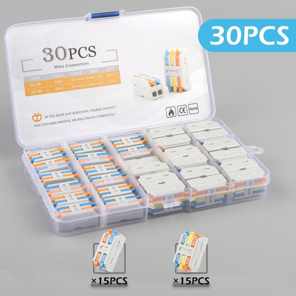 Мини Быстрый Проводной Соединитель 2 Контакта 3 Контакта Стыкуемый Жесткий Провод Прямая Вставка Многовходовой и Многовыходной Клеммный Блок для Проводки