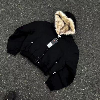 Y2K Американская черная ретро куртка из шерсти с воротником, утолщенная хлопковая куртка, мужская и женская модная панк винтажная уличная одежда, свободные повседневные куртки