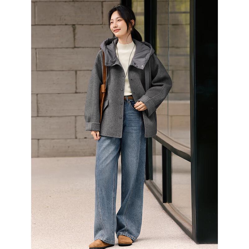 Женское короткое двустороннее пальто с капюшоном из смесовой шерсти XWI