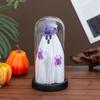 Хэллоуин Призрак Декор Светящийся Призрак в Стеклянном Колпаке с Деревянным Основанием Милый Призрак Ночник Украшение для Стола Полки Камина Комнатный Декор