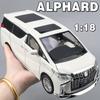 1/18 Toyota Alphard MPV Сплав Литой Игрушечная Модель Автомобиля Звук и Свет Детская Игрушка Коллекционные Предметы Подарок на День Рождения