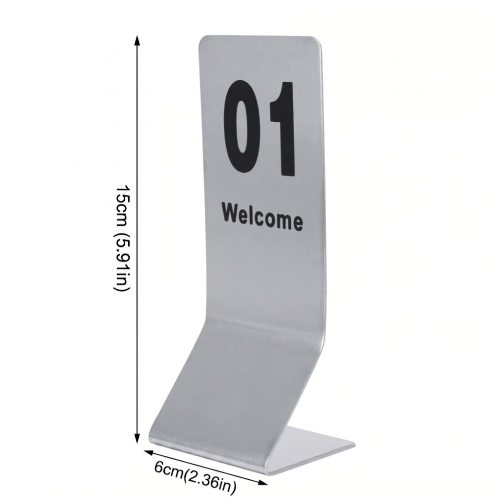 10pcs Stainless Steel Table Number Props Silver Table Cards Table Number Signs Reception Seating