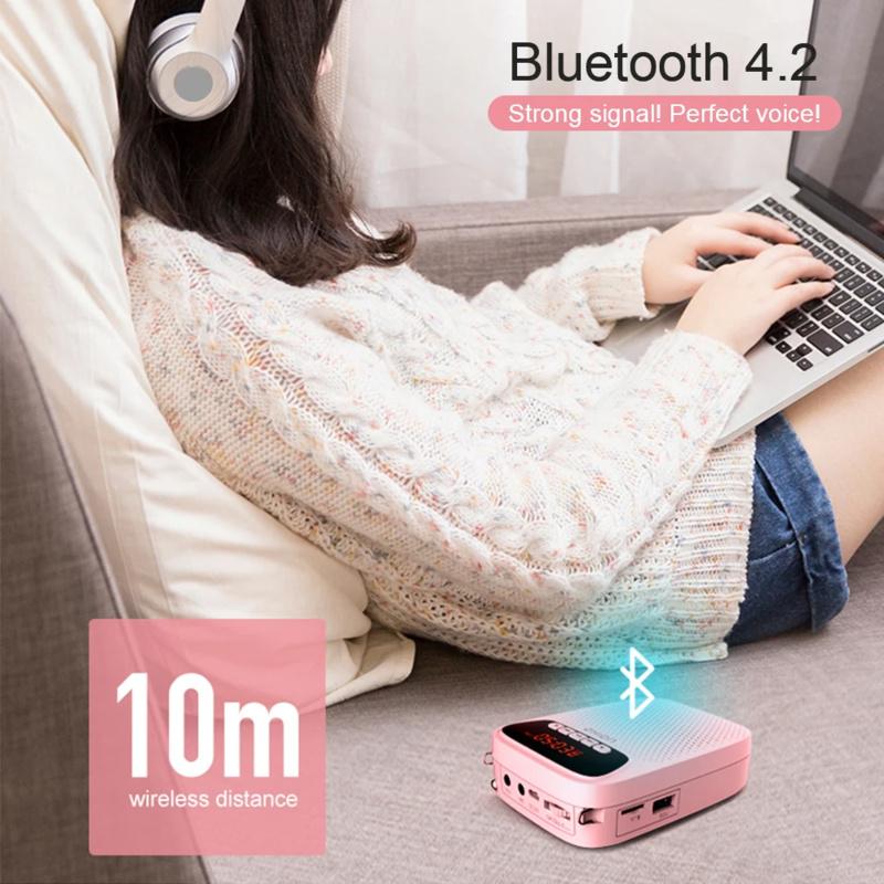 Портативный усилитель голоса 15 Вт, проводной микрофон, FM-радио, AUX, запись звука, Bluetooth-динамик, мегафон для учителей S278