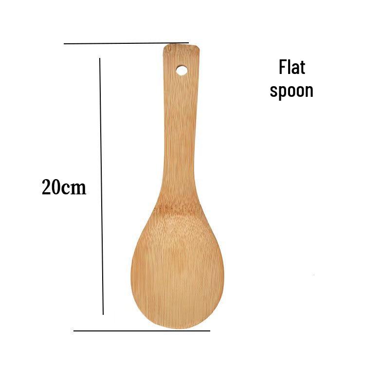 Dual-Use Wooden Wok Spatula & Bamboo Rice Spoon - Non-Stick, High-Temperature Resistant, Long Handle for Stir-Frying and Serving
