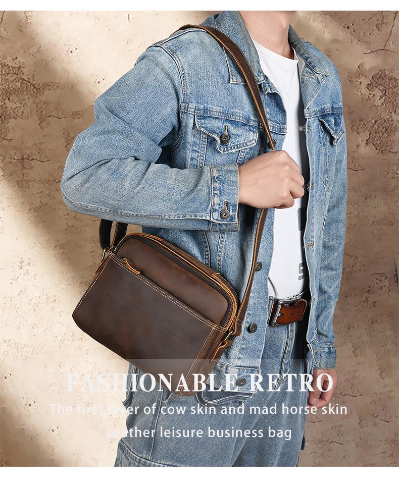 Винтажная мужская сумка-мессенджер из натуральной кожи - Crazy Horse Спортивная сумка через плечо