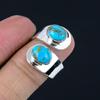 Кольцо из натурального медного камня с бирюзой, твердое серебро 925 пробы, эффектное кольцо с двумя драгоценными камнями, ювелирное изделие, подарок для женщин и девочек