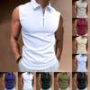 Летняя мужская рубашка-поло на молнии больших размеров, однотонная футболка без рукавов с лацканами, повседневная рубашка-поло