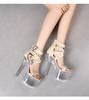 Model Rivet Zipper Roman Sandals Transparent Luminous Shoes Sexy Heels Sandals 1986 Series 20cm Heel 10cm Platform LFD