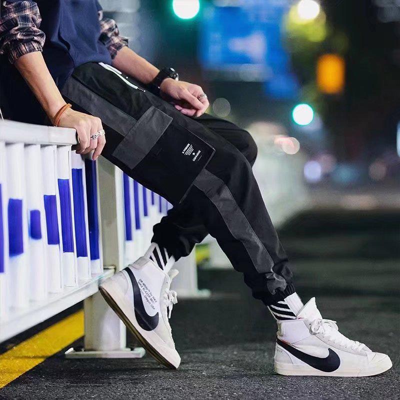 Мужские брюки-карго джоггеры в корейском стиле с несколькими карманами - Повседневные длинные брюки для студентов и подростков на весну/лето