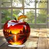 2D Acrylic Apples River Landscape Pattern Flat Fruit Decoration Tabletop Apples Ornament for Home Office Desk Shelf Decor