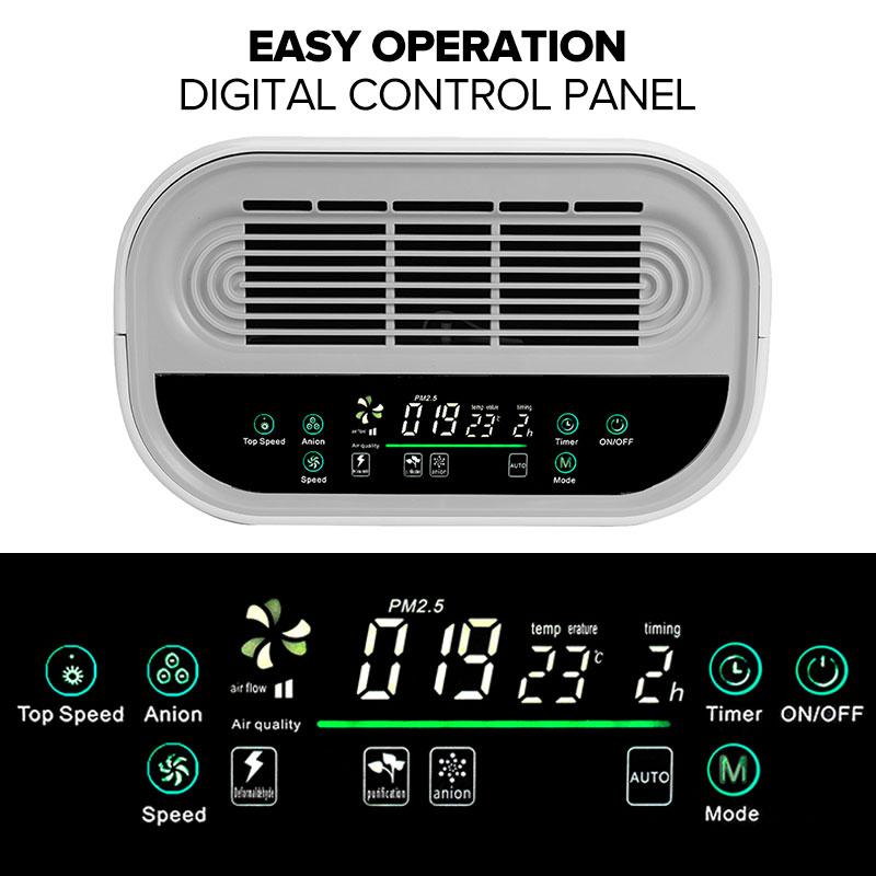 Air Purifier with HEPA Filter Negative Ions Air Cleaner Remove Formaldehyde PM2.5 Smoke Dust Automatic Monitors Remote Control