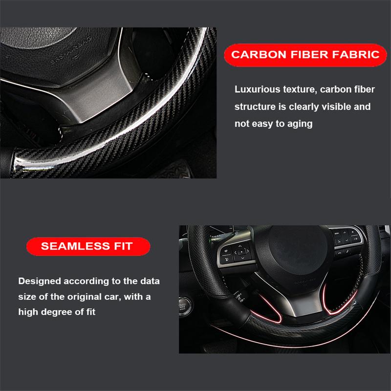Carbon Fiber Car Steering Wheel Cover Perforated Leather 38cm 15 inch For Toyota RAV4 Hilux Corolla Camry Prius Land Cruiser