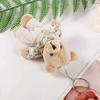 1-20PCS Cute Linen Teddy Bear Keychain Women Couple Country Style Keychain on Bag Car Trinket Female Wedding Party Toy Girl Gift