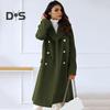 Женское зимнее пальто с отложным воротником и карманами, однотонный двубортный кардиган свободного кроя, пальто с длинными рукавами, для поездок на работу и свиданий, зимнее пальто