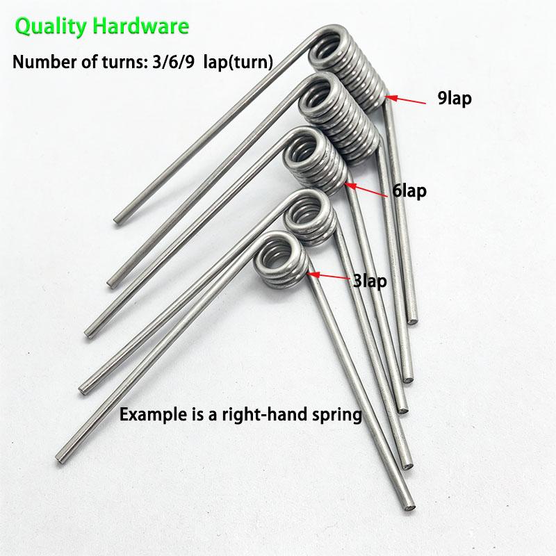 10pcs 1.4mm Wire 304 Stainless Steel Right-Hand Torsion Spring 3/6/9 Coils 60-180 Degree Corrosion Resistant Torsion Spring