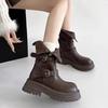 Maillard Brown Retro Martin Boots Women's 2025 New Autumn and Winter British Style Thick-soled Height-increasing Versatile Medium Tube Short Boots