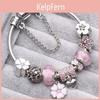 Pink Cherry Silver Handmade Flower Beads Charms For Bracelets