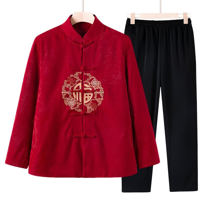 Grandpa and grandma padded jacket medium and old Tang clothing autumn and winter parents wedding clothing elderly birthday birthday suit