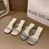 2025 summer wear transparent crystal cool slippers thick heels high heels women small not tired feet new explosion