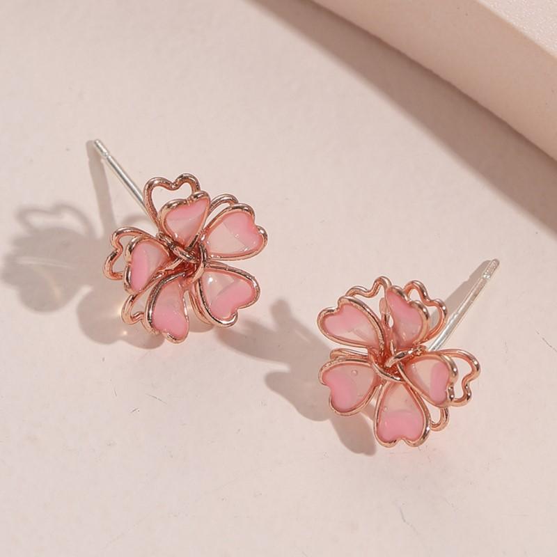 Delicate 3D Cherry Blossom Stud Earrings for Women Elegant & Cute Pink Floral Design Earrings Party Jewelry Gifts
