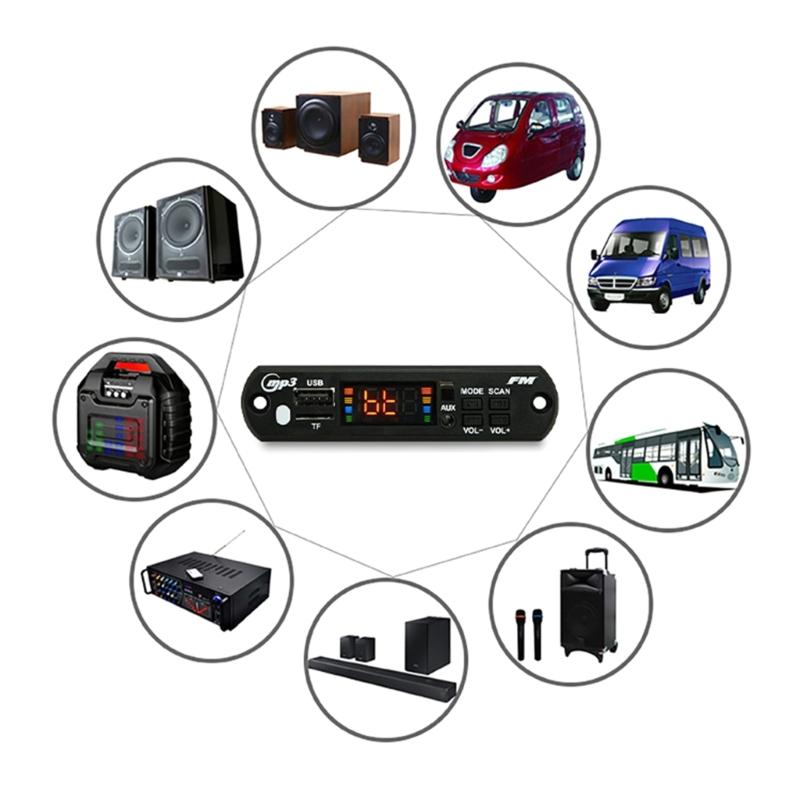 Модуль декодирования с пультом дистанционного управления, совместимый с Bluetooth 5.0, автомобильный MP3-плеер, USB-модуль декодирования, усилитель 2x40 Вт