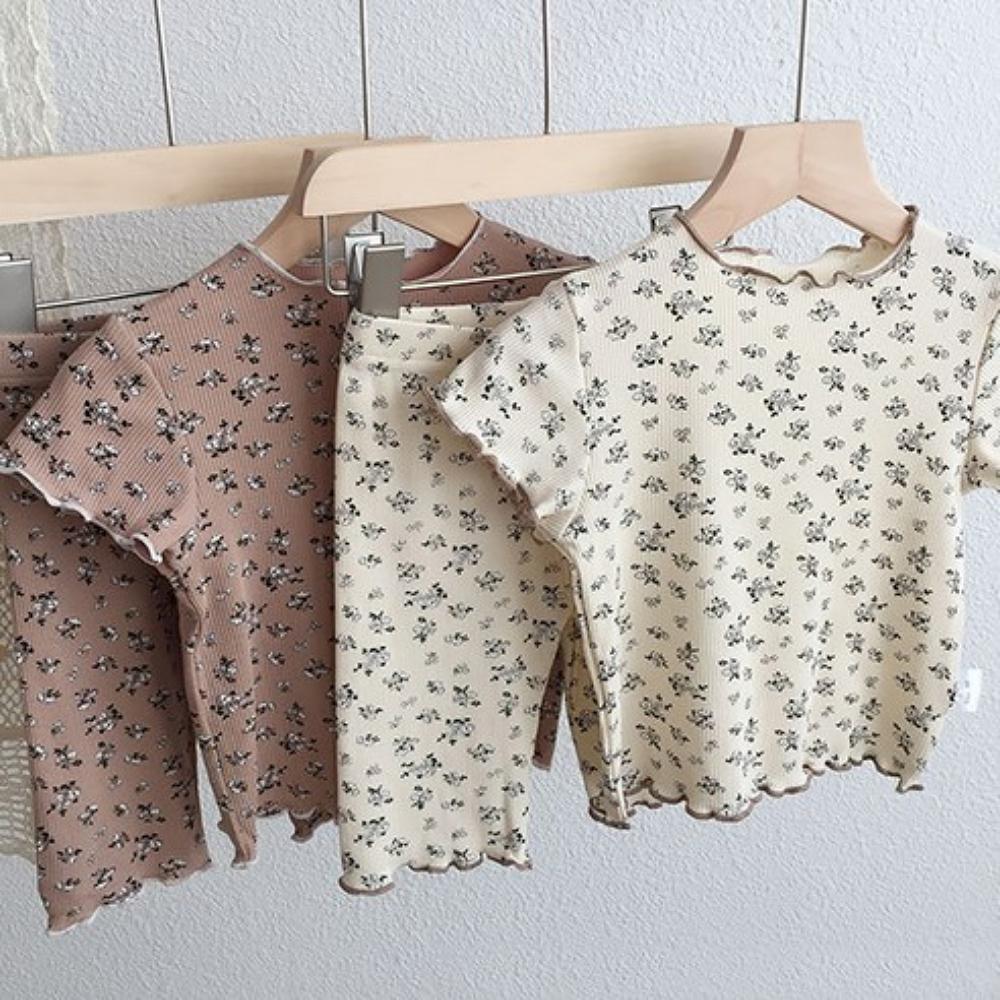 Mongsil Kids Floral Ribbed Indoor Pajamas Loungewear