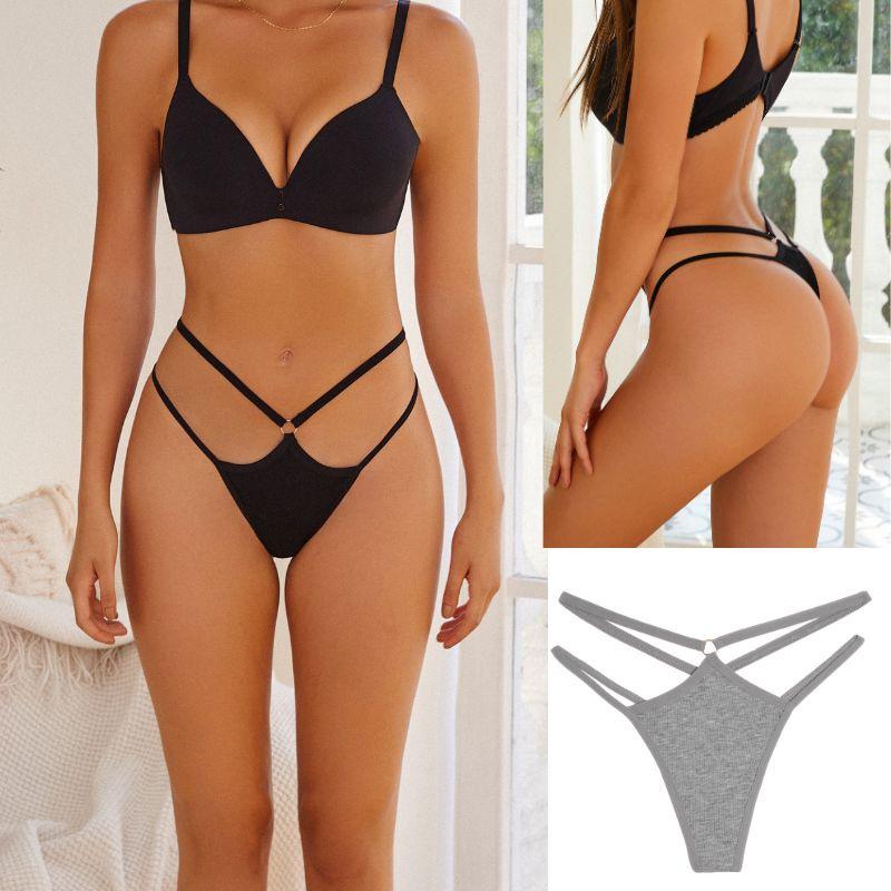 Cotton Panty for Women Pure Color T-back Sexy Brief Female Strap Design G-string Low Waist Woman Underpant