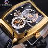 Men's Fashion Casual Square Hollow Mechanical Watch Automatic Mechanical Watch GMT1209-2-W
