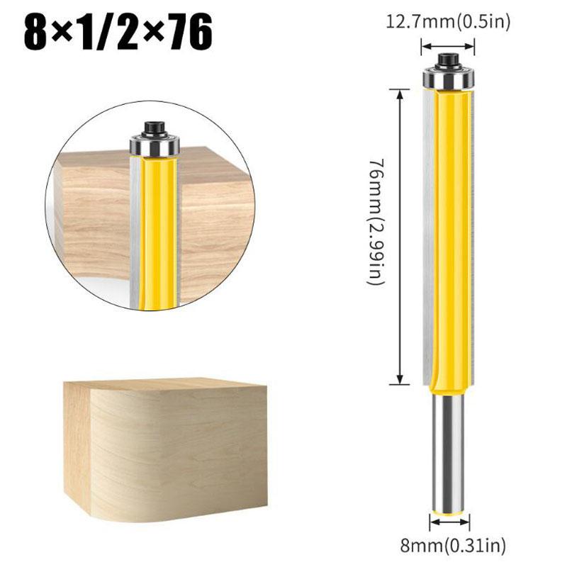 8mm Shank Lengthened Trimming Cutter Belt Bearing Straight Cutter Trimming Router Bit Slotting Burr Cutter Head Trimming Cutter