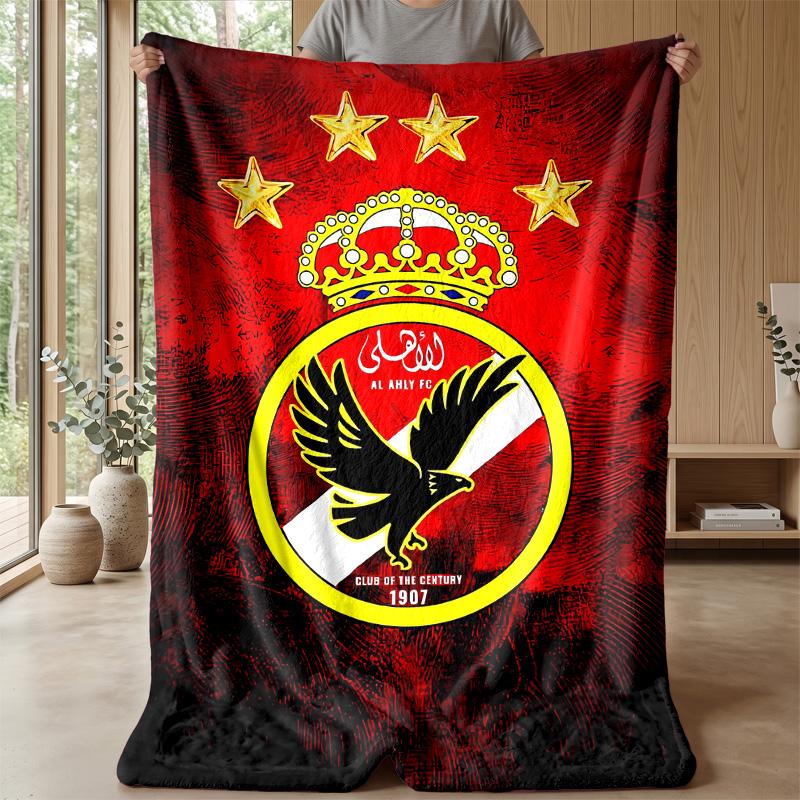 Al AhlyPrinted Flannel Blanket Cozy Skin-Friendly Warm Throw for Couch Bed Indoor Daily Use