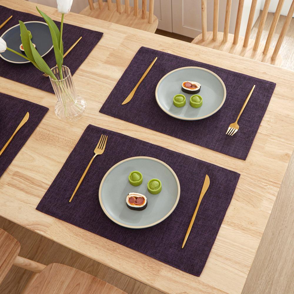 2pcs Scandinavian Ins Style Linen Solid Colour Placemats Fabric Heat Insulation Table Mats Western Food Coasters Napkins