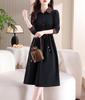 Seira Shirt Long High Retro Perfect for Commuting Women's Dress, Autumn/Winter, Sleeve, Knee-Length, Fold-Over Collar, Waist, A-Line, Style, Slimming,