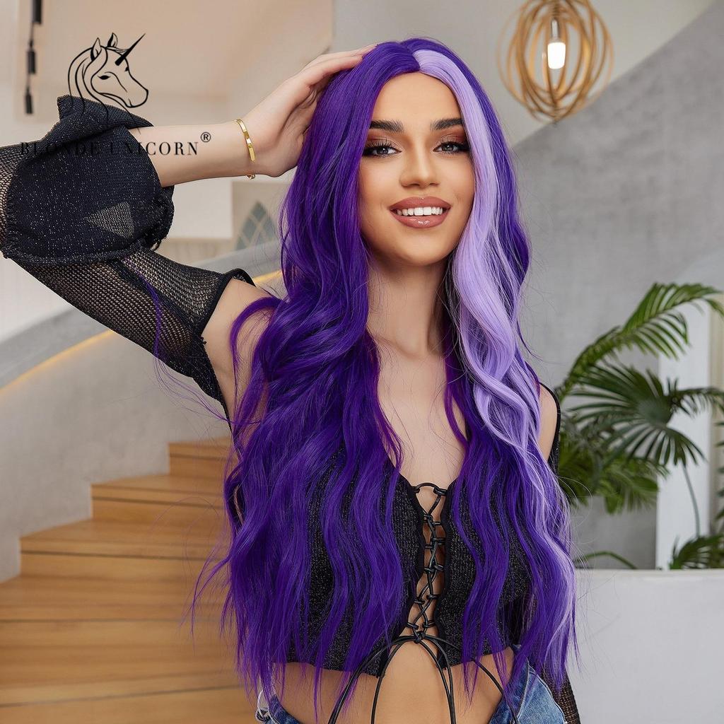 BLONDE UNICORN Парик Purle Highlight, длинные волнистые синтетические парики без челки, косплей, вечерние, Лолита, термостойкое волокно для женщин