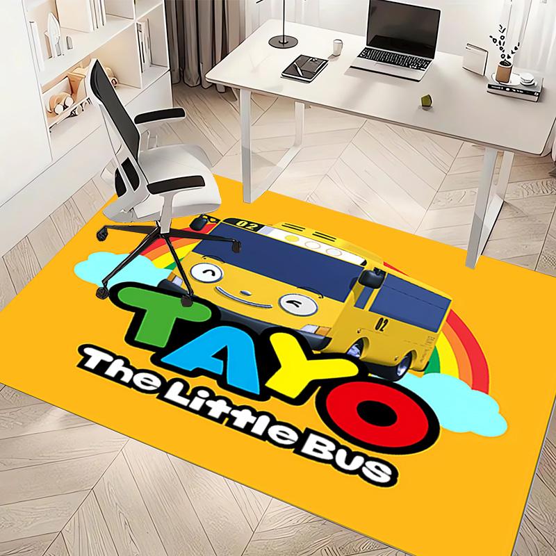 1pc the little bus tayo Print Area Rug - Soft, Washable Non-Slip Indoor Mat, Living Room, Home Office Decorative Rug,Office Decorative