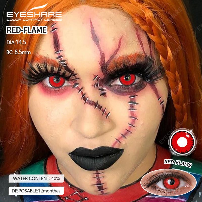 Eyeshare 1 Pair Red Vampire Cosplay Contact Lenses For Eyes Halloween Coser Eye Makeup Lenses Beauty Students