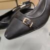 Дизайнерские осенние туфли на высоком каблуке для женщин, винтажные черные туфли с квадратной головкой и пряжкой на ремне, большие размеры, профессиональные женские туфли-лодочки