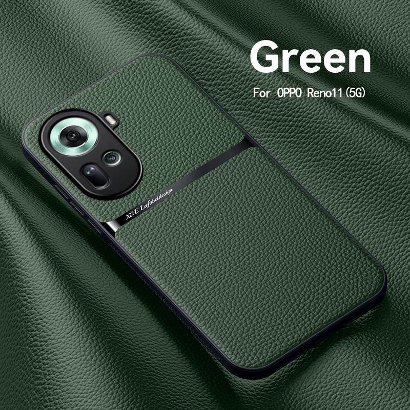 Для OPPO Reno 11 5G Чехол Кожаный Автомобильный Магнитный Держатель Задняя Крышка Для OPPO Reno11 5G CPH2599 Мягкий Бампер Силиконовый Ударопрочный Чехол