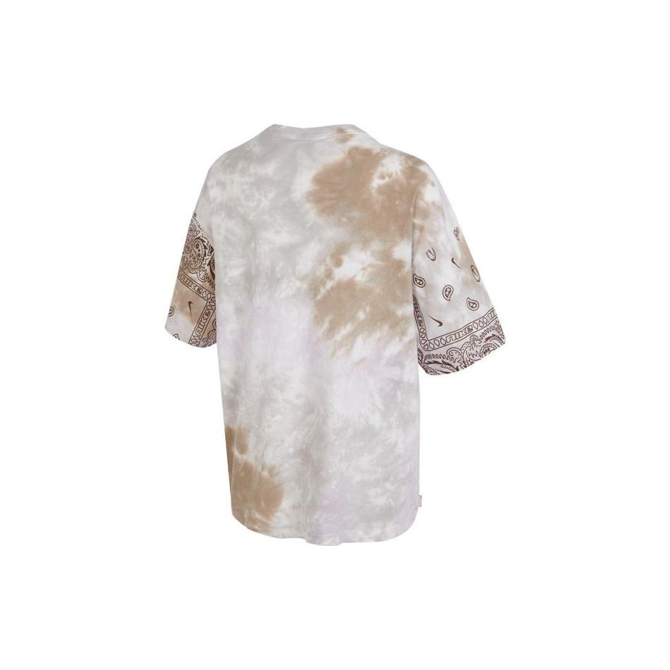 Nike Футболка с принтом логотипа Water Wash Tie-Dye, повседневная, с круглым вырезом и коротким рукавом, американские винтажные женские футболки цвета хаки FJ7731-030