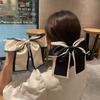 Новые корейские черные резинки для волос с бантом, скранчи, женские элегантные шелковые эластичные резинки, повязка для волос, фиксатор для хвостика, головной убор, аксессуары для волос