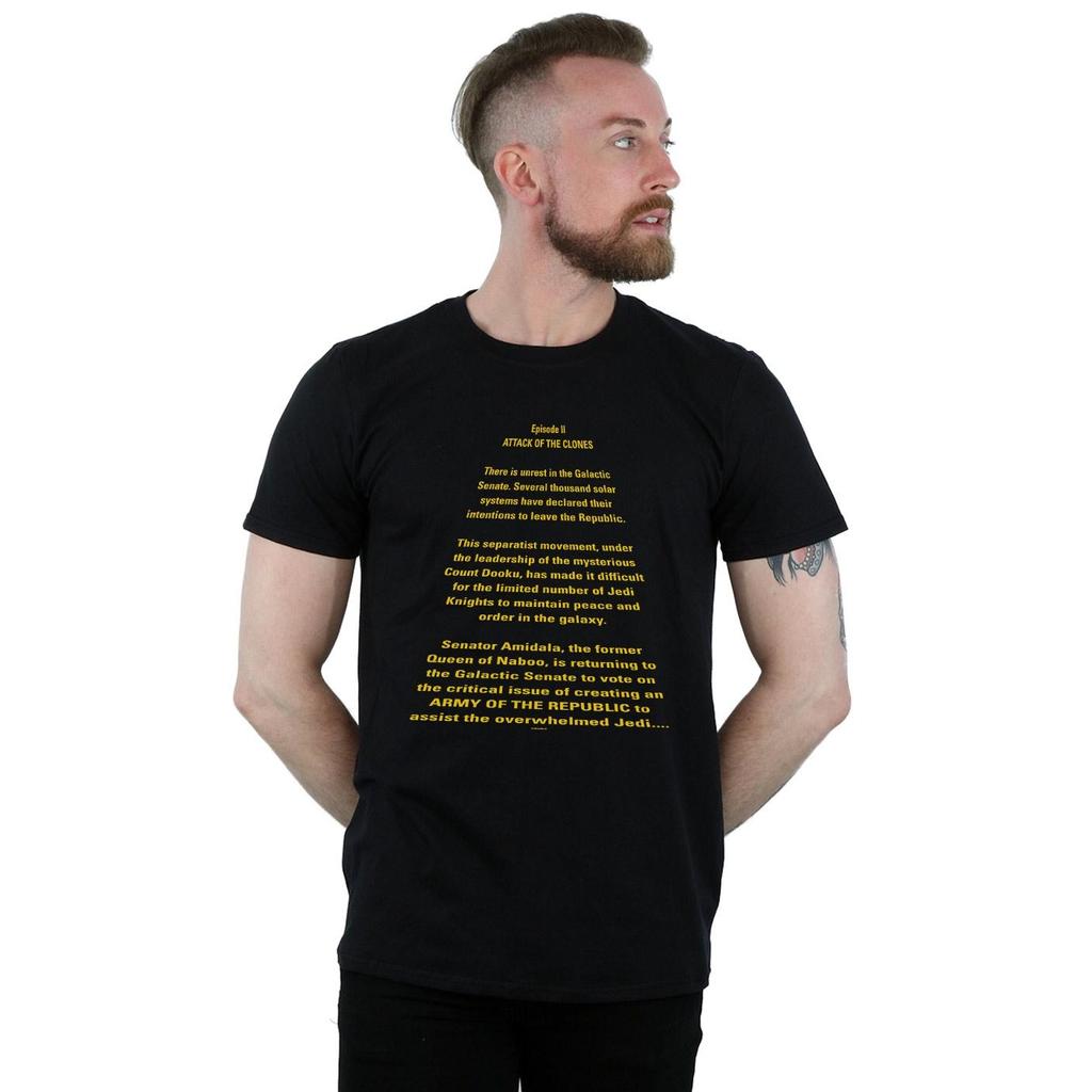 Star Wars Mens Attack Of The Clones Opening Crawl T-Shirt