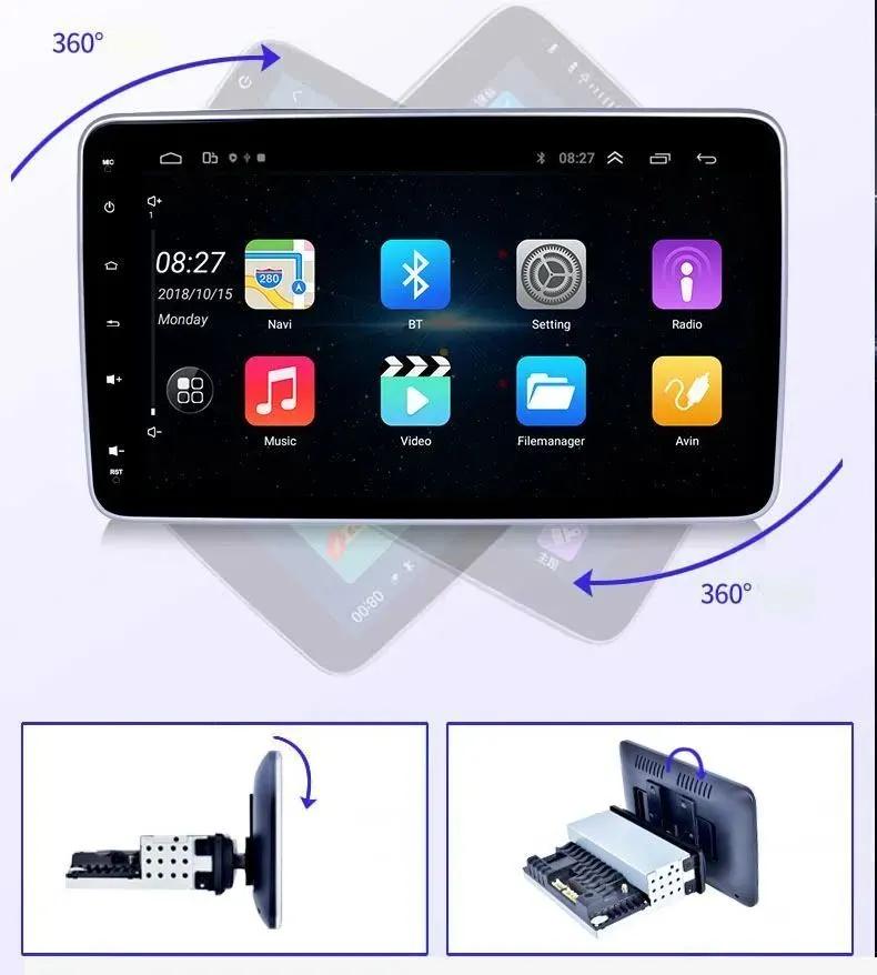 10.1"Android 1 DIN Autoradio Car Radio GPS for Universal Car Stereo Video Multimedia Player USB with Rotatable Screen Carplay