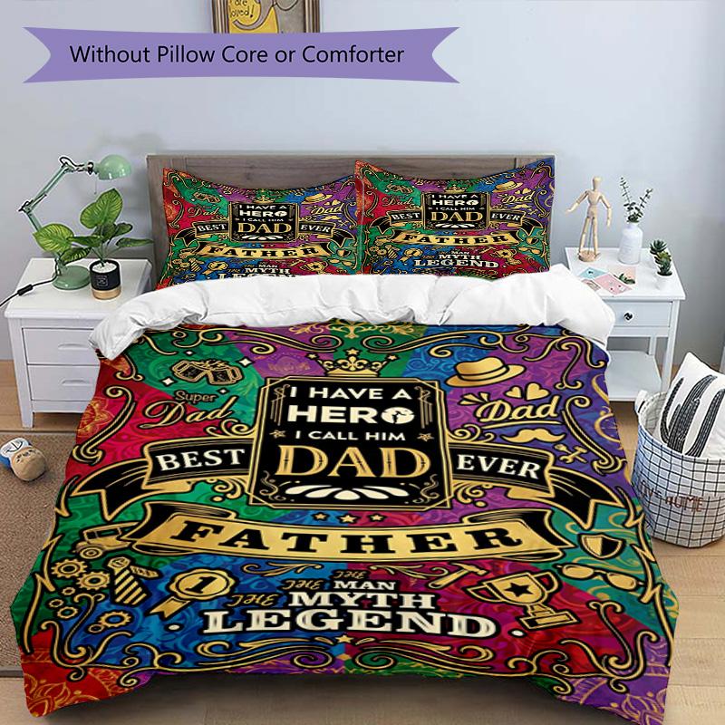 Love Dad Always 3‑Piece Bedding Set,Soft Duvet Cover with 19 Pillowcases,Multi‑Scene Home Dorm Use,Ideal Gift for Birthday & Holiday