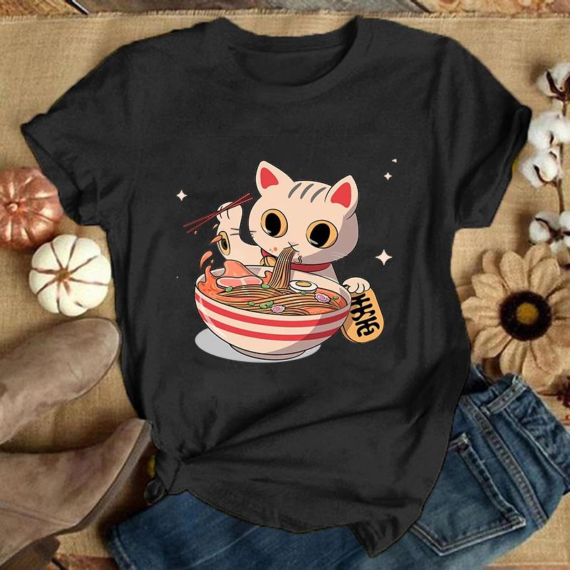 (Premium T-shirt)New Funny Cat T Shirt Short Sleeve O Neck Summer Casual Letter Printing T-Shirt Top Tee(Ship Within 24 Hours)