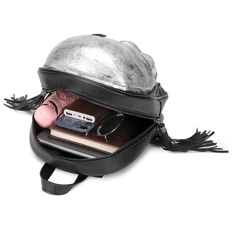 Jierotyx Goth Skull Motorcycle Backpacks for Women Men Vintage Tassel Bookbag Travel Laptop Backpack Daypack for College